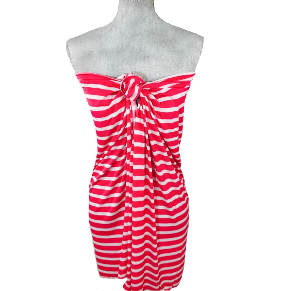 Julia Cover-Up One Size Pink Striped Multi-Wear Beach Backless Summer Swimwear